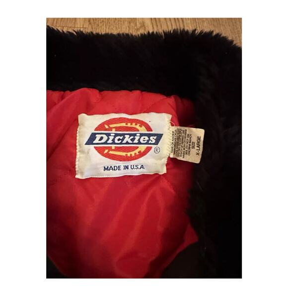 Vintage Dickies Bomber Jacket Mens XL Red Lined Faux Fur Collar 80s USA - Picture 3 of 3